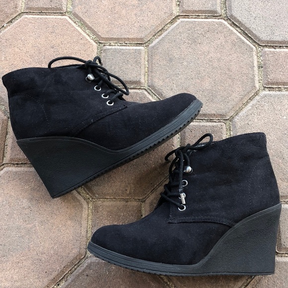 Merona Shoes - Merona wedge tie up booties